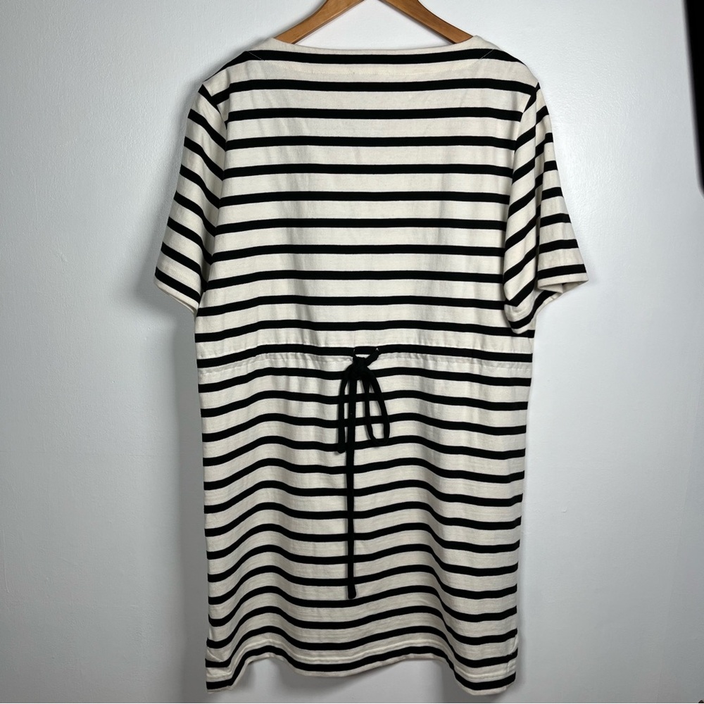 J.Crew Tie-back Short Sleeve T Shirt mini dress in stripe Ivory Size XL - Picture 5 of 11